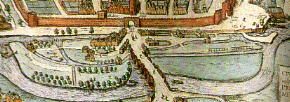 A strip of Hogeberg's map of 1587 showing Exe Island